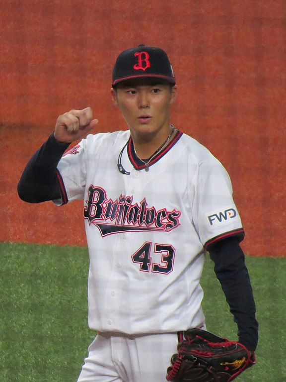 Yoshinobu Yamamoto on the mound for the Orix Buffaloes (NPB) during a game in Japan on September 22, 2019.